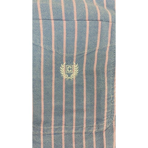 Chaps Blue Pink  Stripe Long Sleeve Button-Up Cotton Shirt Men's Size Large - Picture 2 of 8